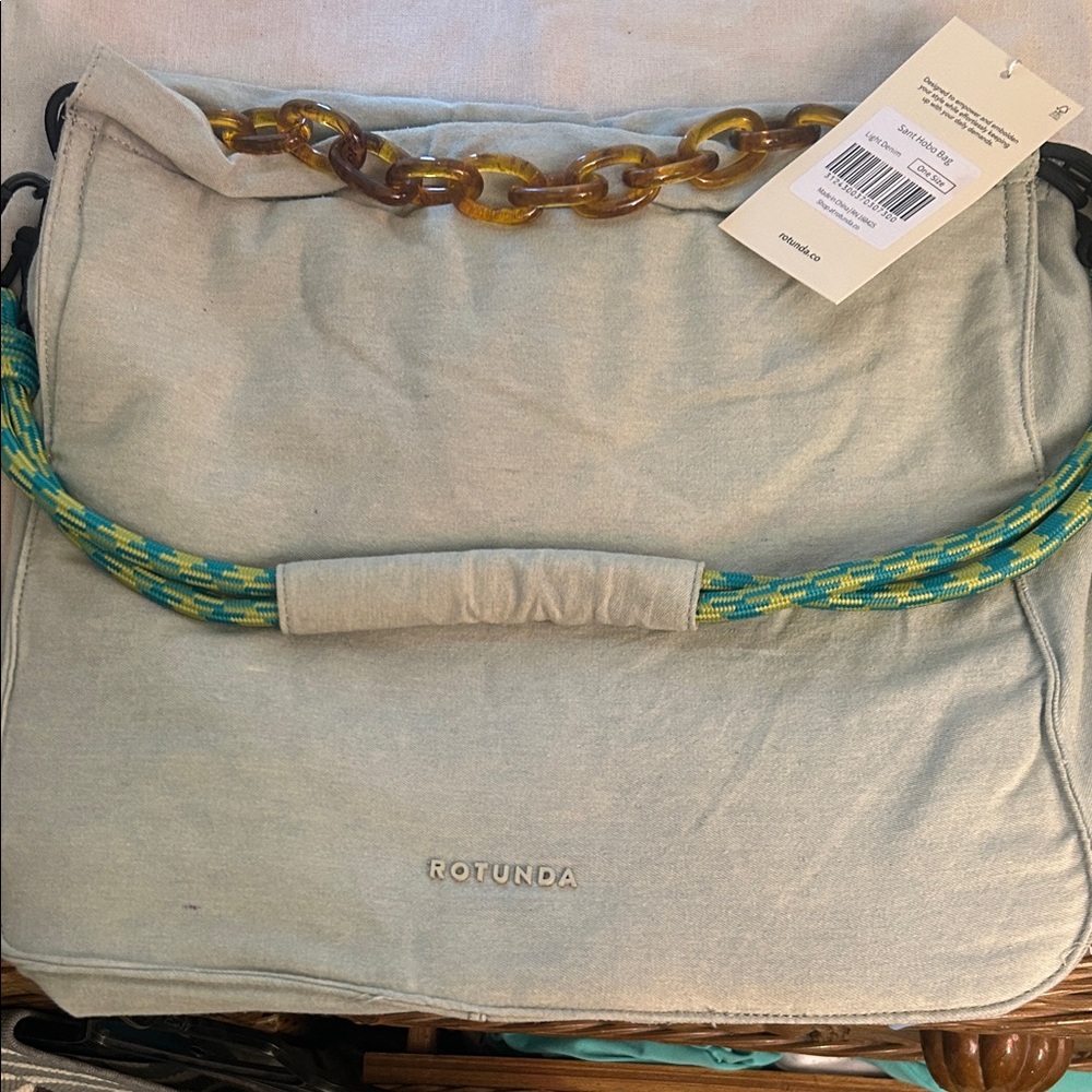 Beige and Green Women's Bag